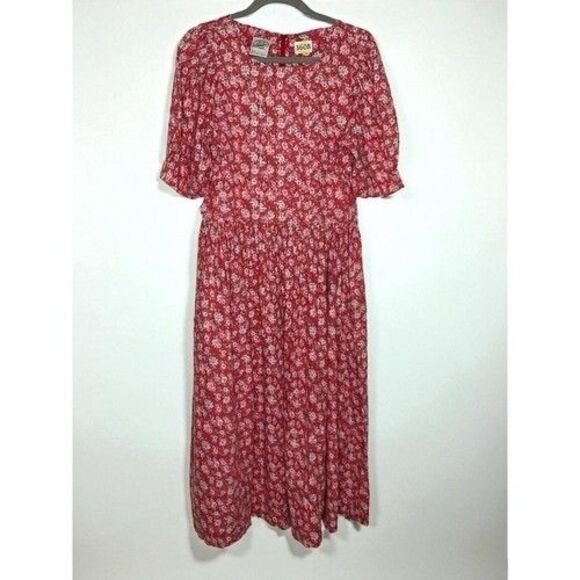 VTG Laura Ashley Cottagecore Floral Puff Sleeve Prairie Maxi Dress Women Size 14 - Picture 8 of 10